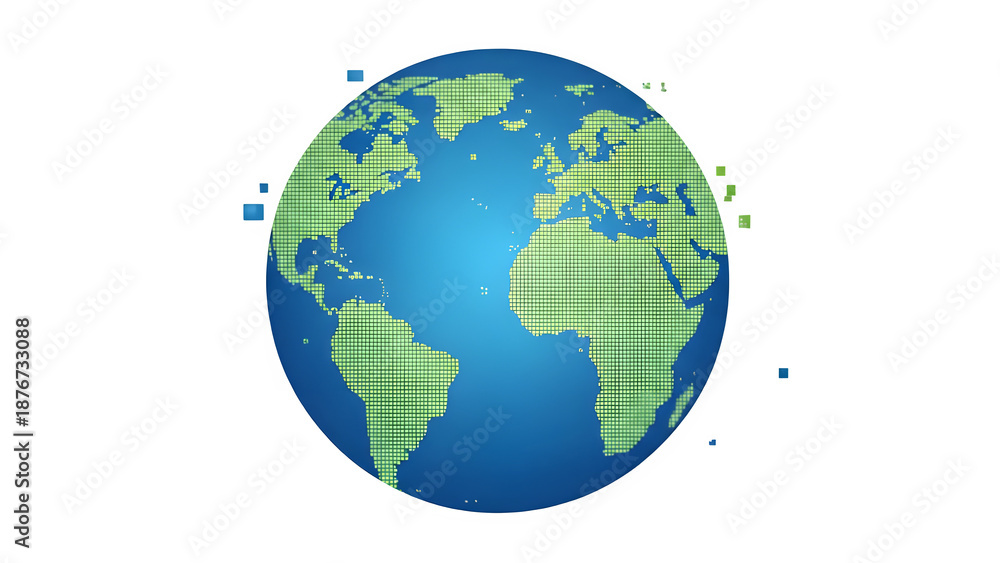 Fototapeta premium Globe with grid overlay isolated on transparent background