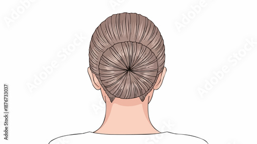 Womans Head With Hair Styled In A Neat Bun.