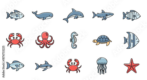 A vibrant and diverse collection of wild animal icons featuring safari and zoo creatures from around the globe, ideal for nature-themed projects, educational content, and engaging designs