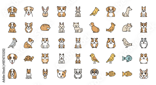 A vibrant and diverse collection of wild animal icons featuring safari and zoo creatures from around the globe, ideal for nature-themed projects, educational content, and engaging designs