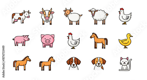 Farm Animals Collection A Vibrant Array of Domesticated Creatures for Your Projects