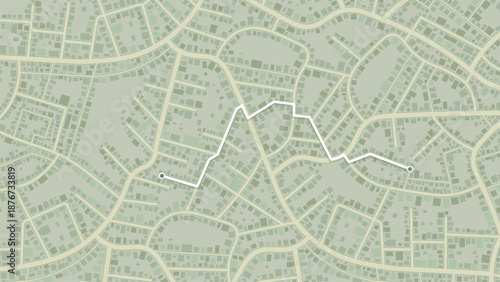 suburban cadastral map with white irregular navigation path. Vector illustration.
