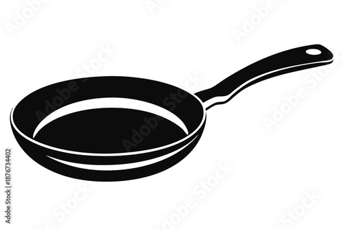 Chef Style Frying Pan Silhouette, Professional Gastronomy Icon in Black and White for Culinary School Branding
