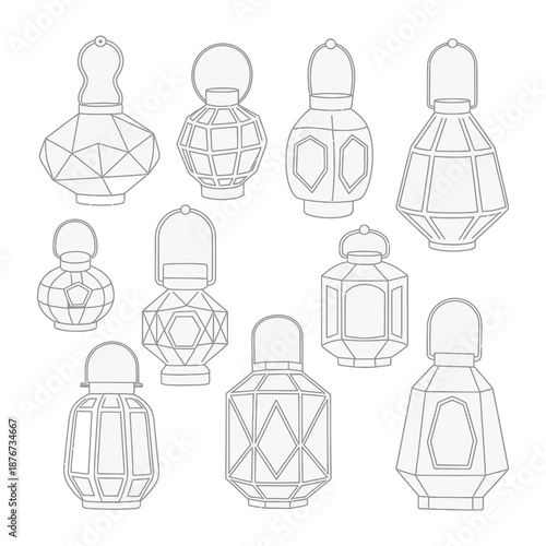 Ornamental Elegance: A curated assortment of exquisite, detailed, ornamental perfume bottles, each showcasing a unique design and intricate pattern, embodies the essence of luxury.