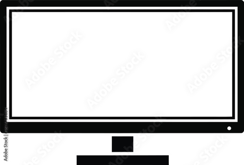A black and white vector icon of a flat screen television or computer monitor