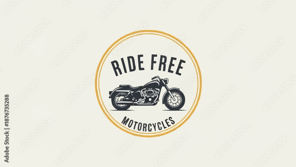 Fototapeta premium Vintage Motorcycle Emblem Ride Free Motorcycles.