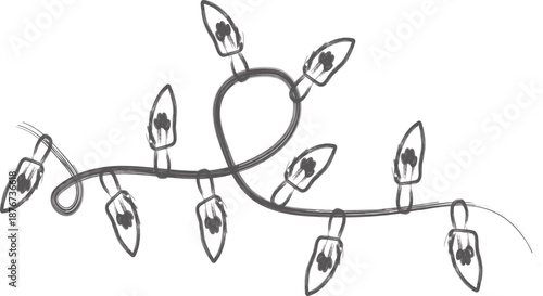 A simple line drawing of christmas lights
