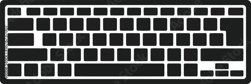 Simple black and white vector icon of a computer keyboard for technology and office use