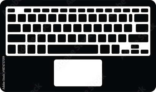Minimalist black laptop keyboard and trackpad icon illustration