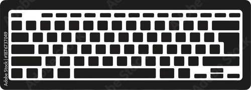 Minimalistic flat black icon of a computer keyboard for technology and office use