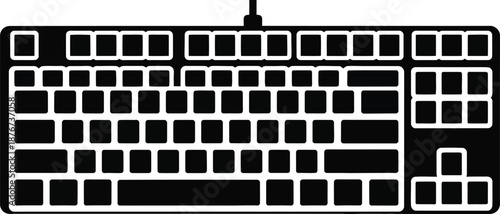 A black silhouette icon of a full-size computer keyboard with wire