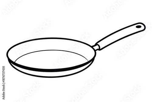 Sleek Frying Pan Silhouette for Modern Kitchen Branding, Black and White Vector Graphic for Culinary Websites