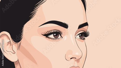 Close up of a beautiful womans face with perfect makeup.