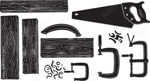 Woodworking tools and materials for crafting and DIY projects