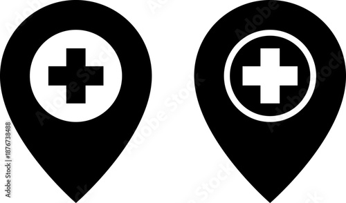 Minimalist hospital location pins