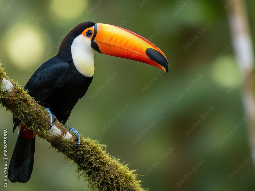 Obraz premium Colorful Toucan with Striking Beak in Lush Jungle
