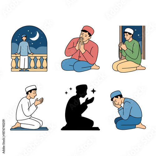 Serene Moments: A visual depiction of moments from a culture, illustrated with a collection of figures showing different activities. 