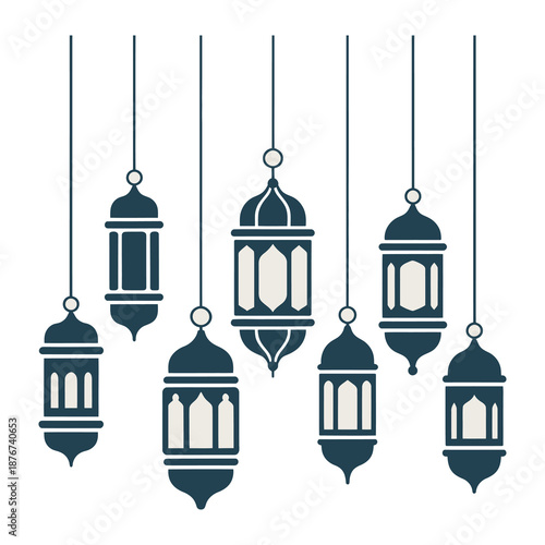 Elegant Lanterns: Delicate lanterns descend gracefully, casting a warm glow, evoking a sense of tranquility.