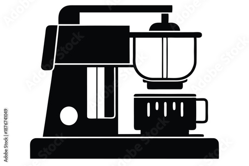 Clean vector silhouette of a food processor, ideal for graphic design related to cooking and kitchen gadgets.