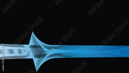 Abstract Green Wave Flow on Dark Background