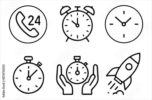collection of various clocks and time related icons