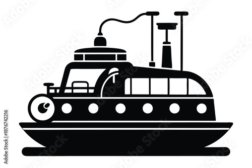 Simple vector graphic of an electric steamer, minimal black and white design for kitchen appliance branding.