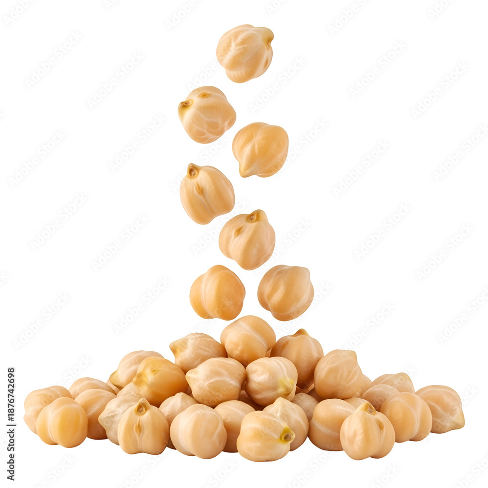 custom made wallpaper toronto digitalA cascade of raw chickpeas falling into a pile isolated on a white background.