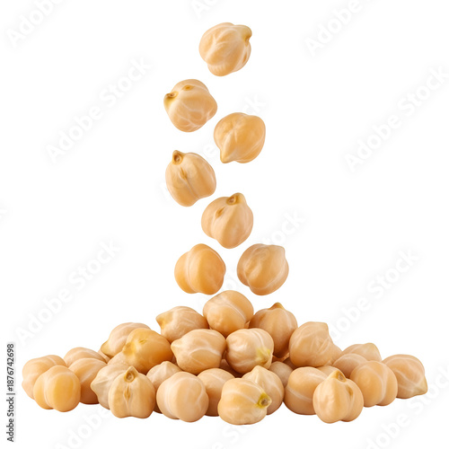 Wallpaper Mural A cascade of raw chickpeas falling into a pile isolated on a white background. Torontodigital.ca