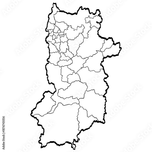 奈良県地図 筆タッチ 市町村区分 和風 近畿 西日本 /  A brushstroke map of Nara prefecture 2