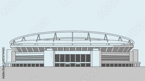 Modern Arena Structure Exterior Facade Design Architectural Lines Simple Background Large Venue Building Public Space Contemporary Architecture