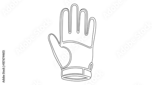 Baseball Glove Outlined Design Equipment Protection Gear Sportswear Athletic Hand Covering Accessory Isolated on White Background for Training