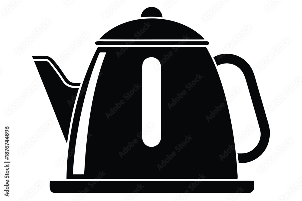 Fototapeta premium Premium Electric Kettle Outline Graphic, Black and White Vector for Hot Beverages and Modern Kitchen Device Representation