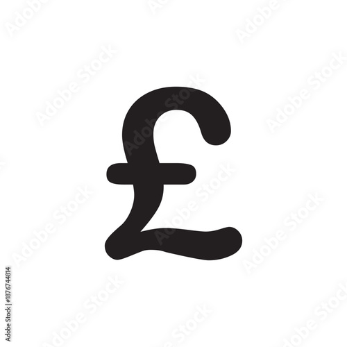 A bold black pound sterling symbol centered on a plain white background in a minimalist composition