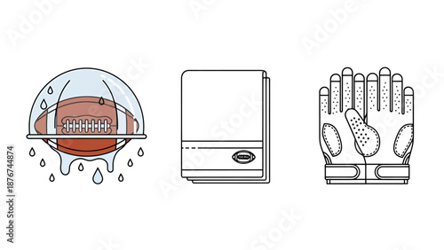 Athlete Gear Protection Set Iconic Symbols For Sport Equipment Care and Maintenance Safety Hygiene Cleanliness Training