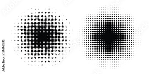 Halftone gradient. Dotted gradient, smooth dots spraying and halftones dot background seamless horizontal geometric pattern vector template set. unique dots modern circles