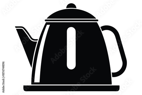 Premium Electric Kettle Outline Graphic, Black and White Vector for Hot Beverages and Modern Kitchen Device Representation