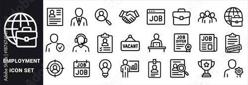 Employment icon set with job search hiring and career symbols vector