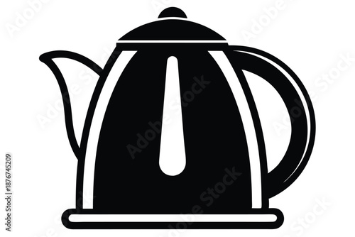 Elegant Black and White Electric Kettle Silhouette, Vector Illustration for Home, Office, and Modern Hot Beverage Consumption