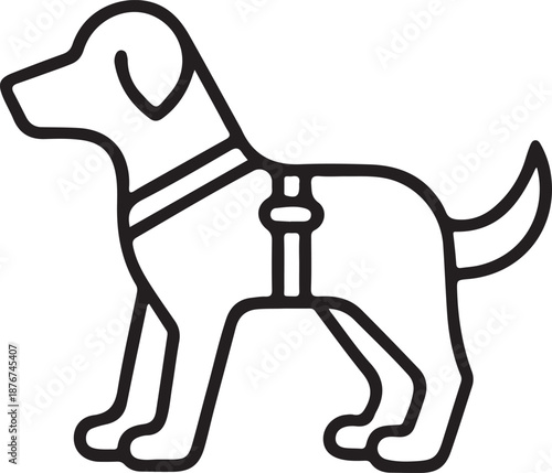 Guide dog service animal assistance canine companion line art outline vector