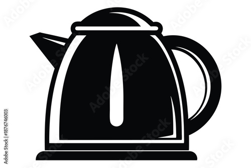 Modern Electric Kettle Black and White Silhouette Icon on White Background for Home Kitchen