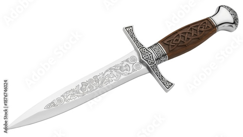 Cuadro en lienzo Scottish dirk PNG isolated on transparent background, traditional dagger with Ce