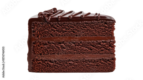 Tableau sur toile Delicious chocolate cake slice isolated PNG, rich dessert with layers and frosti