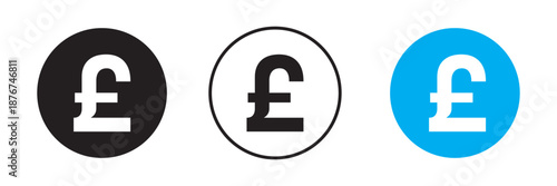 A bold black, sky pound sterling symbol centered on a plain white background in a minimalist composition