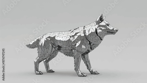 Stunning geometric wolf sculpture with polygonal design