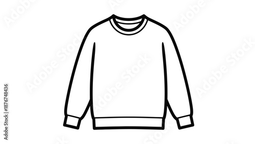 Simple black and white line drawing of a long sleeved sweatshirt