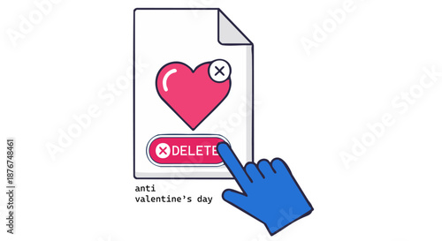 Anti Valentine's Day Delete Love Digital Concept Vector