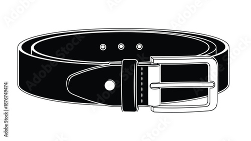 Black leather belt with silver buckle a classic fashion accessory illustration