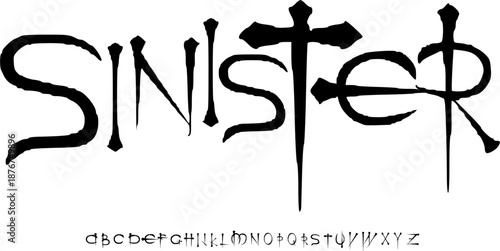 Horror Gothic Display Font Alphabet – Dark Spooky Font Type with Sharp Handcrafted Strokes, Fearful Typography Meaning for Horror Movie Posters, Game Titles, Halloween Branding, Metal Logos