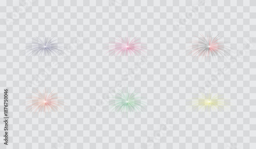 Colorful transparent background vector light effects with burst and flare designs