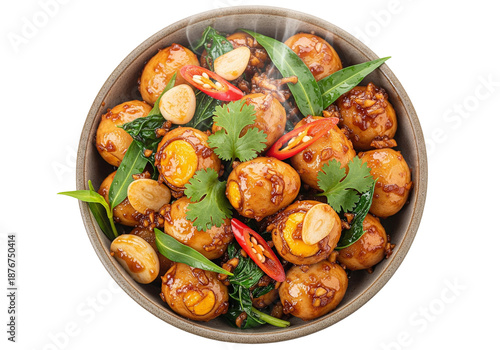 Braised Eggs with Chili and Herbs